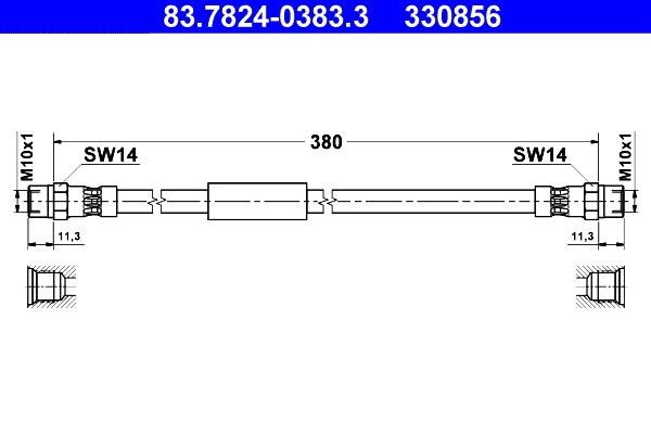 ATE 83.7824-0383.3 | Fren Hortumu-VW Transporter (Typ 2) (79-92