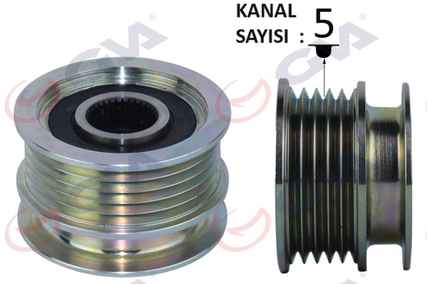GVA 2811003 | Alternatör Kasnağı Rulmanlı Megane-Clio II-Kangoo-Twng-Symbol II 01-5 Kanallı K9k-K4m