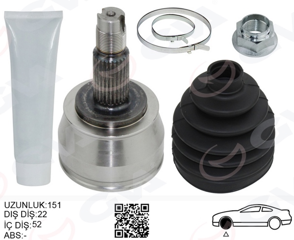 GVA 4421005K | Aks Kafası Palio Albea 1.6 16V Dıs:22 Ic: 22 Conta Cp:52mm U:151.5mm