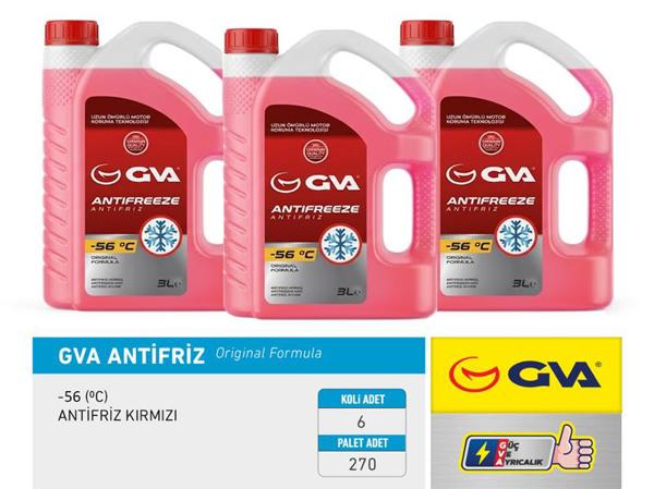 GVA 9930133 | Antifriz 3 Lt-56 C Kırmızı Long Life Koli 6 Ad Organık | 6 Adet