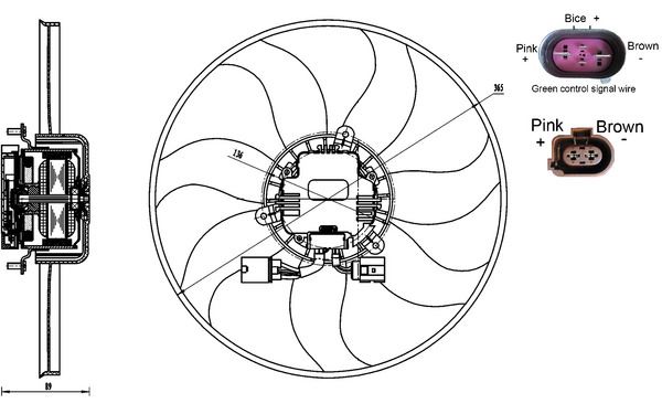 MAHLE CFF 170 000S | Fan Motoru-360 mm 300W (VW Caddy 04-Golf 04-14 Passat 06-15 Audi A3 04-13 Seat Leon 06-13 Skoda Octavia 09-13)