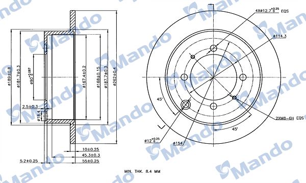 MANDO MBC035436 | Fren Diski Lancer 03-11 / Galant 92-00 / Arka Düz 262-4 (Adet) | 2 Adet