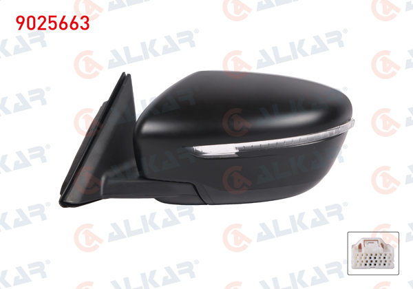 ALKAR 9025663 | Dış Dikiz Aynası Sol Elektrikli Isıtmalı Astarlı Sinyalli 7 Pin Nissan X-Traıl 2014 -