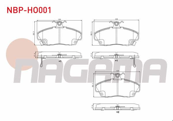NAGAMA NBP-HO001 | Fren Balata Ön Ikazlı Honda Euro Civic 1991-2005 / Rover 214 1995-2000 / 416 1995-2000 / Gaz Gazelle 2012-/ Tata Telcolıne 1999-2007