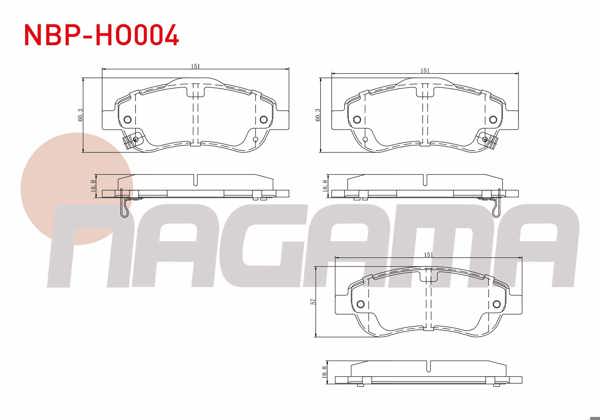 NAGAMA NBP-HO004 | Fren Balata Ön Ikazlı Honda Cr-V III 2.0 I-Vtec 2006-2012 / Cr-V III 2.2İ Ctdı 2006-2012 / Cr-V IV 1.6İ Dtec 2012-2014 / Cr-V IV 2.0 2012-2014 / Cr-V IV 2.2İ 2012-2014