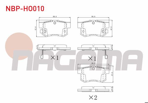 NAGAMA NBP-HO010 | Fren Balata Arka Ikazlı Civic VII 1.4İ 2000-2006 / Civic VIII 1.6 2005-2012 / Civic VI 1.6İ 1995-2001 / Civic VI 2.0İ 1995-2001 / Civic VII 1.4İ 2000-2006 / Civic Type-R 2.0 2001-2005 / S2000 2.0 V-Tec 1999 -