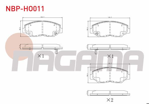 NAGAMA NBP-HO011 | Fren Balata Ön Ikazlı Tel Delikli Honda Civic X (Fc) 1.6İ 2016-/ Cr-V II 2.0İ 2002-2006