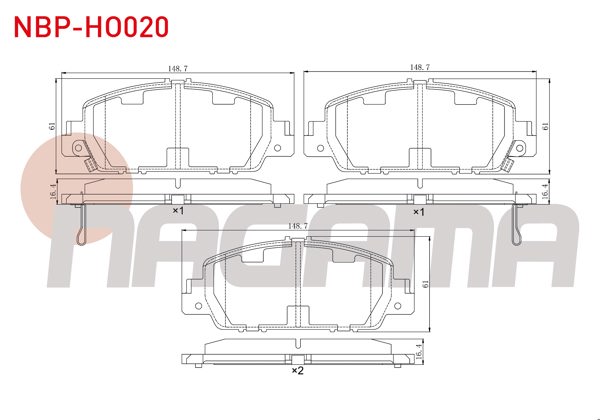 NAGAMA NBP-HO020 | Fren Balata Ön Ikazlı Honda Hr-V (Ru) 1.5 I-Vtec-1.6 I-Dtec 2016 -
