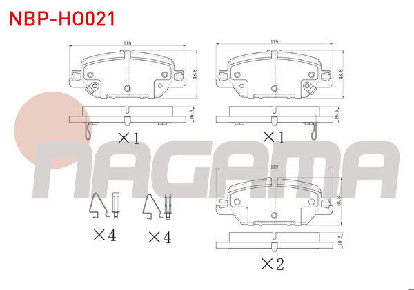 NAGAMA NBP-HO021 | Fren Balata Arka Ikazlı Honda Cr-V V (Rw_, Rt_) 1.5İ V-Tec 2016 -