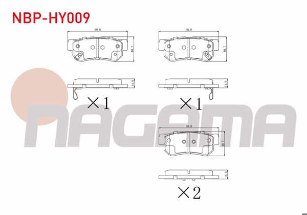 NAGAMA NBP-HY009 | Fren Balata Arka Ikazlı Hyundai Getz 1.3İ 2002-2008 / 1.4İ 2002-2008 / 1.5 CRDI 2002-2008 / Sonata IV 2.0İ 2001-2004 / Tucson 2.0 CRDI 2004-2010 / Sportage 2.0 CRDI 2004-2010 / Kia Magentis 2.0 CRDI 2005 -