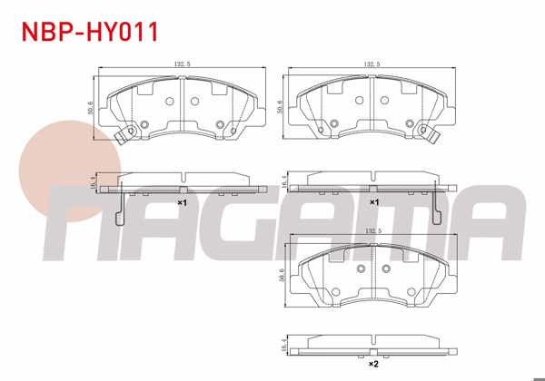 NAGAMA NBP-HY011 | Fren Balata Ön Ikazlı Hyundai i10 (Ia) 1.2 2013-/ Hyundai i10 (Ia) 1.0 2013 -