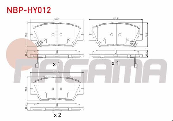 NAGAMA NBP-HY012 | Fren Balata Ön Ikazlı Hyundai Elantra 1.6 D-Cvvt 2011-2015 / Kia Cerato 1.6 CRDI 2016-/ Kia Cerato 1.6 Mpı 2016 -