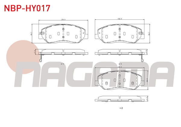 NAGAMA NBP-HY017 | Fren Balata Ön Ikazlı Santa Fe 2.2 CRDI 2006-2012 / Santa Fe 2.7İ V6 2006-2012 / Kia Sorento II 2.2 CRDI 2009-2015 / Sorento II 2.0 CRDI 2009-2015 / Korando 2.0 E-Xdı 2010-/ Actyon II 2.0 Xdı 2011 -