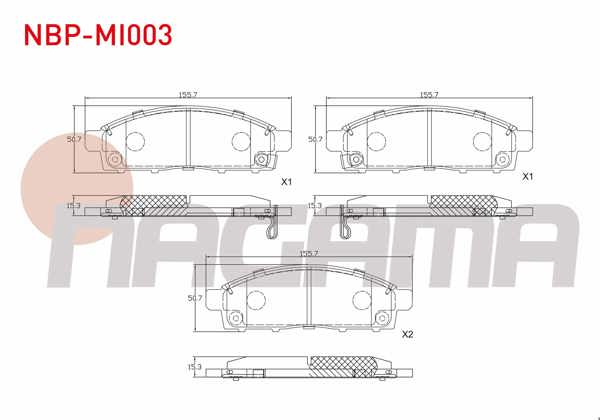 NAGAMA NBP-MI003 | Fren Balata Ön Ikazlı Tel Delikli Mitsubishi L 200 2.4 Dı-D 2015-/ Fiat Fullback Pick-Up 2.4 D 2016 -