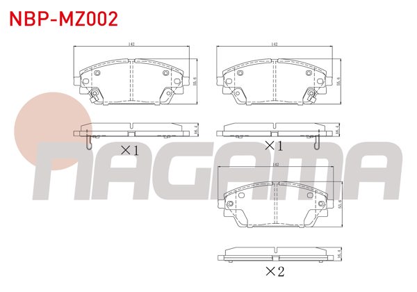 NAGAMA NBP-MZ002 | Fren Balata Ön Ikazlı Mazda 3 (Bm) Skyactıve G100-G120-G165-D150 2013 -