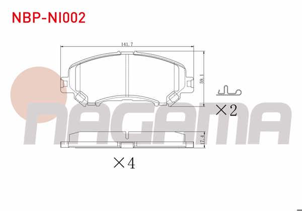 NAGAMA NBP-NI002 | Fren Balata Ön Nissan Qashqai 2014-/ X-Traıl 2013-/ Renault Kadjar 2015-/ Megane IV 2016-/ Talisman 2015 -