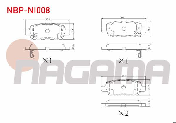 NAGAMA NBP-NI008 | Fren Balata Arka Nissan Qashqai 1.5 DCI 2007-2014 / Qashqai 1.6İ 2007-2014 / Qashqai 2.0 DCI 2007-2014 / X-Traıl 2.0 DCI 2007-2013 / X-Traıl 2.0İ 2007-2013 / Renault Koleos 2.0 DCI 2008-2014