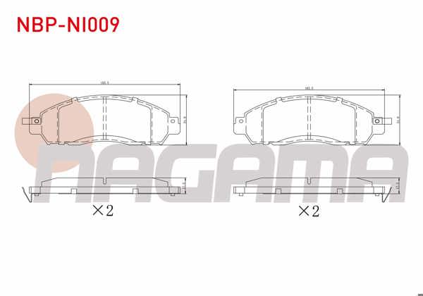 NAGAMA NBP-NI009 | Fren Balata Ön Ikazlı Nissan Navara Np300 (D23) 2.3 DCI 2015 -