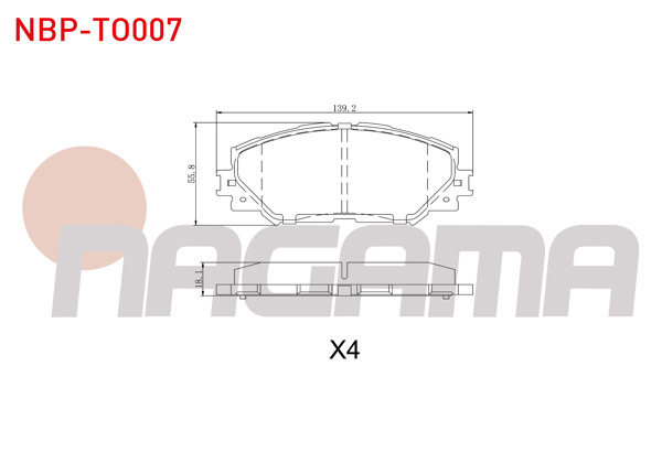 NAGAMA NBP-TO007 | Fren Balata Ön Toyota Corolla (E15_) 1.6 Vvt-I 2007-2012 / Auris (Zre15) 1.6 Vvt-I 2007-2012