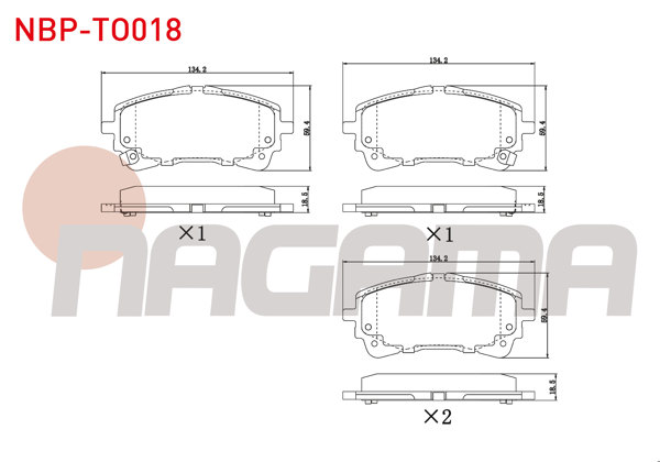 NAGAMA NBP-TO018 | Fren Balata Ön Ikazlı Toyota Corolla (_E21_) 1.8 Hybrid 2019-/ Corolla (_E21_) 1.6 Vvt-I 2019 -