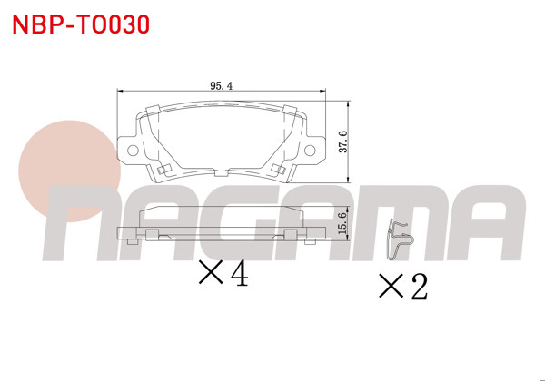 NAGAMA NBP-TO030 | Fren Balata Arka Ikazlı Toyota Corolla 1.4 Vvt-I 2002-2007 / Corolla 1.6 Vvt-I 2002-2007 / Corolla 1.4 D-4D 2002-2007 / Corolla Verso 1.6 2004-2009 / Corolla Verso 2.0 D-4D 2004-2009