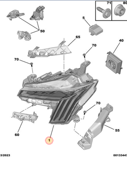 MOPAR (PSA) 9853894380 | Sağ Far P508 R8 Makyajlı