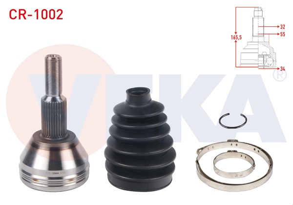 VEKA CR-1002 | Aks Kafası Sol-Sağ On Dıs 32X34x55 Uzunluk 165,5mm Chrysler Grand Voyager 2.8 Crd 2008 -