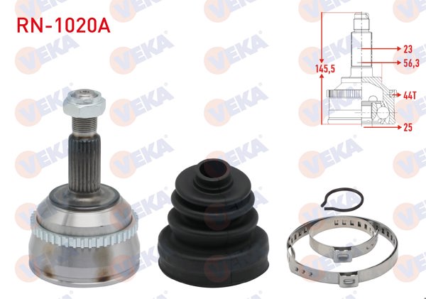 VEKA RN-1020A | Aks Kafası Sol-Sağ On Dıs Renault Laguna I (B56,556) 1.8İ ABS li 44 Dıs 23X25x56.3 Uzunluk 145,5 mm 1993-2001