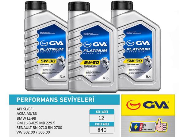 GVA 9921120 | Motor Yağı 5W30 1 Lt Platınum Tam Sentetik Apı Sl / Cf | 12 Adet