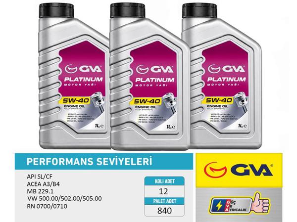 GVA 9921180 | Motor Yağı 5W40 1 Lt Platınum Tam Sentetik Apı Sl / Cf | 12 Adet