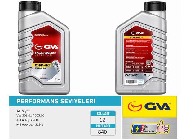 GVA 9921421 | Motor Yağı 15W40 1 Lt Platınum Mineral Apı Sl / Cf | 12 Adet