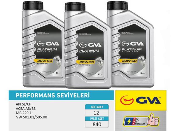 GVA 9921520 | Motor Yağı 20W50 1 Lt Platınum Mineral Apı Sl / Cf | 12 Adet