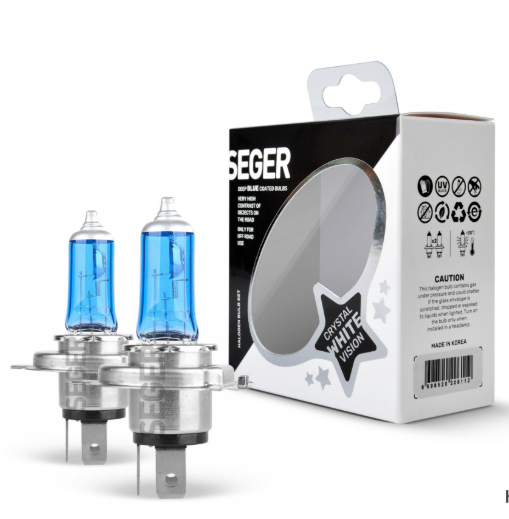 SEGER 206518 | Ampül H4 12V 100 / 90W P43t Crystal White Yüksek Güç. 4.500K Beyaz Işık P43 Tırnaklı