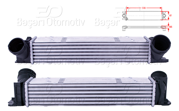 WISCO 3113948-00 | Turbo Radyatörü (Intercooler) 510X97x105 BMW 3 (E90) 320D 04-11 X1 (E84) Sdrive 20D 09-15 1 (E87) 120D 04-11