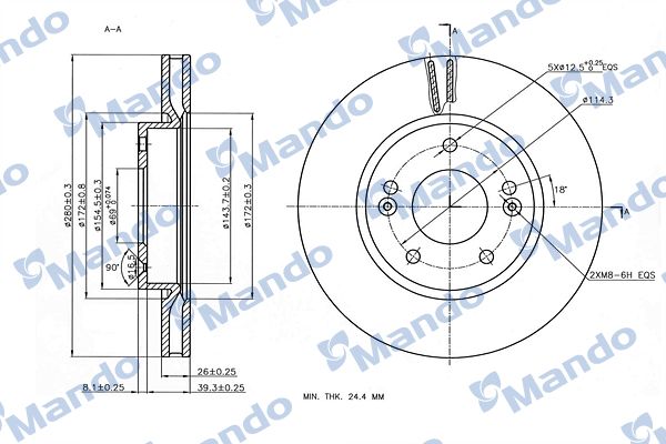 MANDO MBC030262 | Fren Diski Tucson-Sportage 04-10 / I-30-Ceed 07-11 / Ix-20-Venga-Soul 11-17 / Cerato 09-12 Ön 280-5 (Adet) | 2 Adet