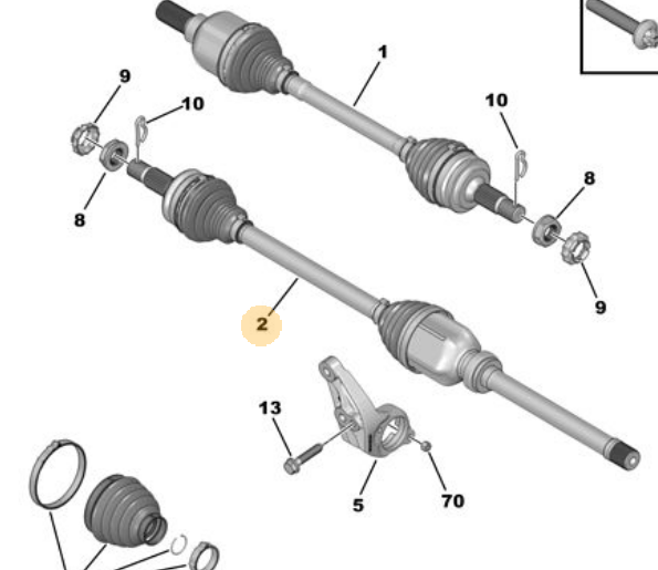 MGA 73934 | Aks Sağ Komple Opel Mokka Ds3 Peugeot 2008 1.2 Puretech Otomatik