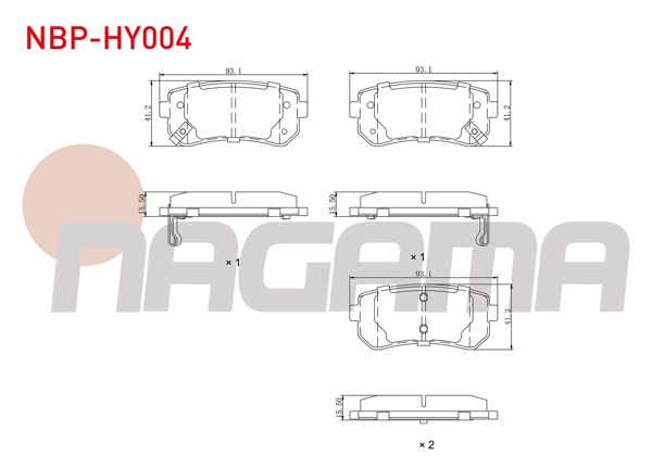 NAGAMA NBP-HY004 | Fren Balata Arka Ikazlı Delikli Hyundai Accent Era 1.5 CRDI-1.6 Cvvt 06-12 / i30 1.6 CRDI 07-11 / i20 1.4 CRDI 08-15 / Kia Rio II 1.5 CRDI 2006-2011 / Ceed 1.6 CRDI 2006-2012 / Sportage 1.6 GDI 2010 -