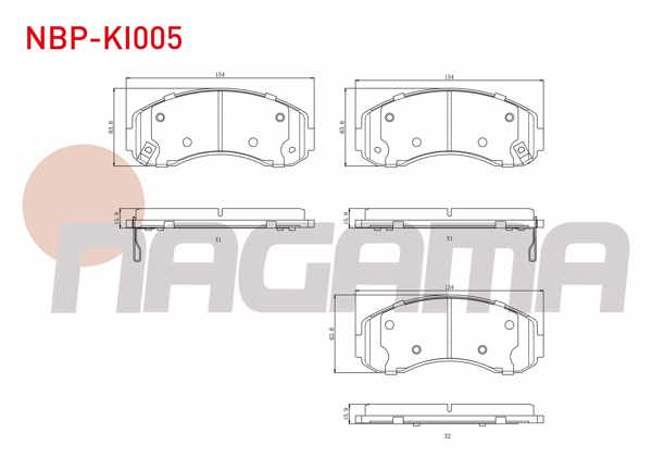 NAGAMA NBP-KI005 | Fren Balata Arka Ikazlı Kia Sorento I (Jc) 2.4İ 2002-2009 / Kia Sorento I (Jc) 2.5 CRDI 2002-2009