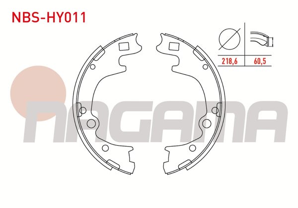 NAGAMA NBS-HY011 | Fren Pabuç Balata Arka 218,6X60,5mm Hyundai Starex 2.4İ-2.5 TD-2.5 CRDI 1997-2007