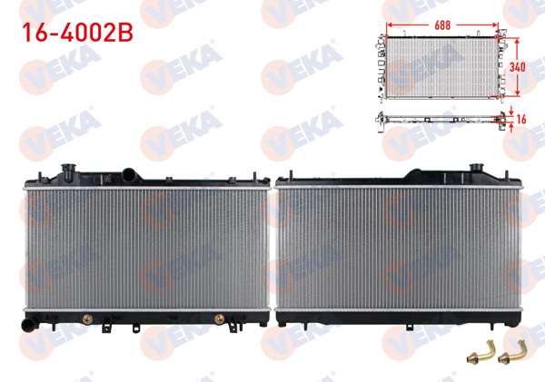 VEKA 16-4002B | Su Radyatörü Brazing Subaru Impreza (Gr) 1.5 A-T 2008-2012 / Forester (Sh) 2.0 A-T 2008-2013 / Legacy IV (Bl,Bp) 2.0 A-T 2005-2009