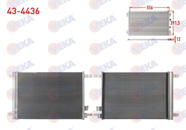 VEKA 43-4436 | Klima Radyatörü Volkswagen Golf VIII (Cd1) 1.5 TSI 2019-/ Passat (3G2) 1.5 TSI 2018-/ Polo (Aw1) 1.0 TSI 2018-/ Seat Leon (Kl1) 1.5 TSI 2019 -