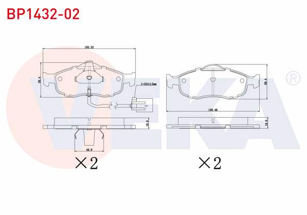 VEKA BP1432-02 | Fren Balata Ön Fişli Ford Mondeo II 1.6İ 16V 1996-2000 / Mondeo II 1.8İ 16V 1996-2000 / Mondeo II 2.0İ 16V 1996-2000