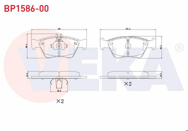 VEKA BP1586-00 | Fren Balata Ön Mercedes E Serisi (W210) E 230 1995-2002 / (W210) E 200 1995-2002 / (W210) E 200 CDI 1995-2002 / (W210) E 270 CDI 1995-2002 / (W210) E 280 1995-2002 / (W210) E 320 CDI 1995-2002
