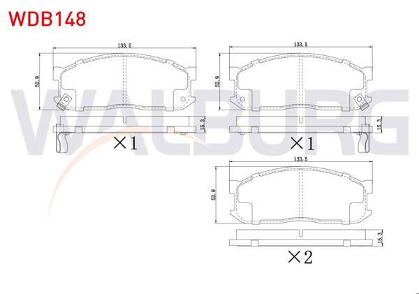 WALBURG WDB148 | Fren Balata Ön Ikazlı Kia Besta 2.2 D 1993-2003 / Mazda E 2200 (Sr2) 2.2 D 1984-2004