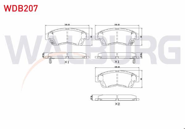 WALBURG WDB207 | Fren Balata Ön Ikazlı Tel Delikli Toyota Corolla (_E10_) 1.3İ 1992-1997 / Corolla (_E10_) 1.6İ 1992-1997 / Carina E (_T19_) 1.6 1992-1997 / Carina E (_T19_) 1.8İ 1992-1997