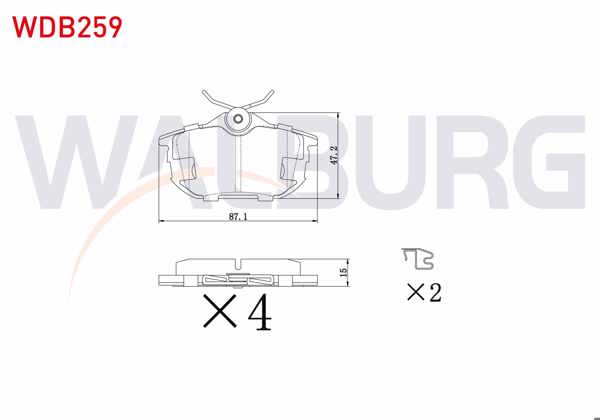 WALBURG WDB259 | Fren Balata Arka Volvo S40 I 1.6İ 16V 1995-2003 / S40 I 1.8İ 16V 1995-2003 / S40 I 1.9 TD 1995-2003 / Mitsubishi Carisma (Da) 1.8 GDI 1995-2006 / Colt VI 1.3 2002-2012 / Colt VI 1.5 Dıd 2002-2012