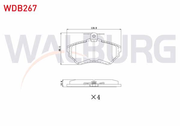 WALBURG WDB267 | Fren Balata Ön VW Golf IV 1.8 1997-2005 / Golf III 1.6İ 1991-1999 / Golf III 1.4İ 1991-1999 / Passat 1.9 TDI 1988-1997 / Polo 1.4 1995-2001 / Cordoba 1.4 TDI 1999-2002 / Ibiza II (6K1) 1.9 TDI 1993-2002