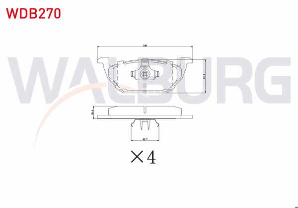WALBURG WDB270 | Fren Balata Ön VW Golf IV 1.4İ 16V 1997-2005 / Golf IV 1.6İ 16V 1997-2005 / Caddy II 1.9 TDI 1995-2004 / Caddy II 1.9 Sdı 1995-2004 / Leon 1.9 TDI 1999-2006 / Ibiza IV 1.4 TDI 2002-2009 / A1 1.4 TFSI 2010 -