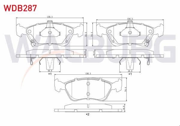 WALBURG WDB287 | Fren Balata Ön Ikazlı Toyota Avensis (T22) 1.6İ 1997-2003 / Avensis (T22) 2.0İ 1997-2003 / Avensis (T22) 2.0 D-4D 1997-2003