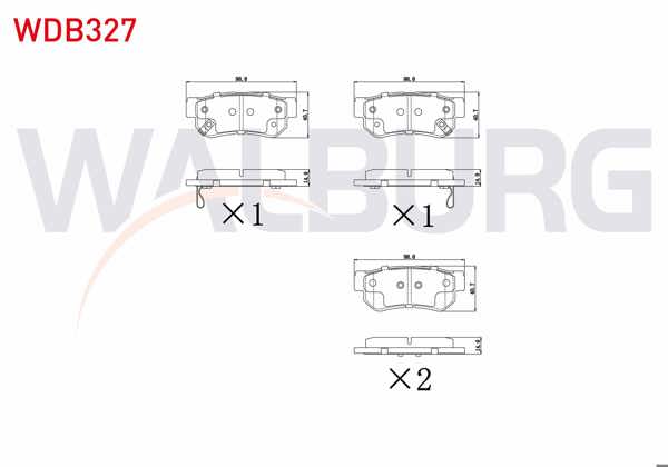 WALBURG WDB327 | Fren Balata Arka Ikazlı Hyundai Getz 1.3İ 2002-2008 / 1.4İ 2002-2008 / 1.5 CRDI 2002-2008 / Sonata IV 2.0İ 2001-2004 / Tucson 2.0 CRDI 2004-2010 / Sportage 2.0 CRDI 2004-2010 / Kia Magentis 2.0 CRDI 2005 -